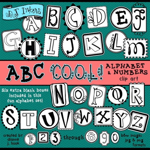 Cool Alphabet letters for a magazine cut-out collage look by DJ Inkers