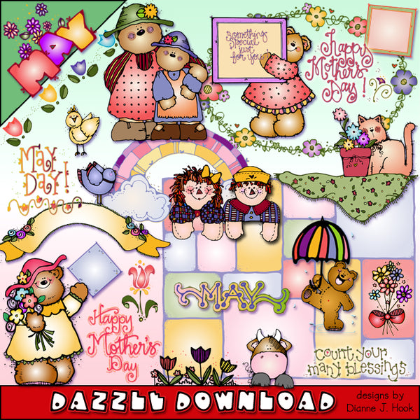 Cute clip art for the month of May, gardens and Mother's Day by DJ Inkers