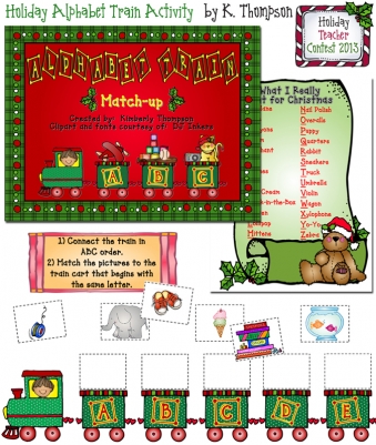 Alphabet Train activity for kids at Christmas time by DJ Inkers