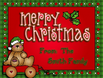 Merry Christmas card with cute holiday clip art by DJ Inkers