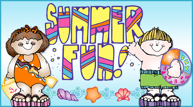 Cute summer clip art for beaches, barbecues and July smiles by DJ Inkers