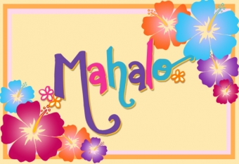Mahalo Hawaiian thank you card with clip art by DJ Inkers