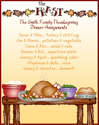 Thanksgiving feast clip art and font by DJ Inkers