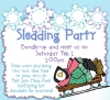 sled party invitation with penguin clip art by DJ Inkers