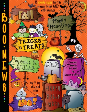 Halloween signs and clip art text blocks by DJ Inkers