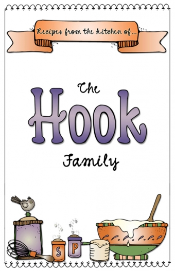 Hook family cookbook cover with clip art by DJ Inkers