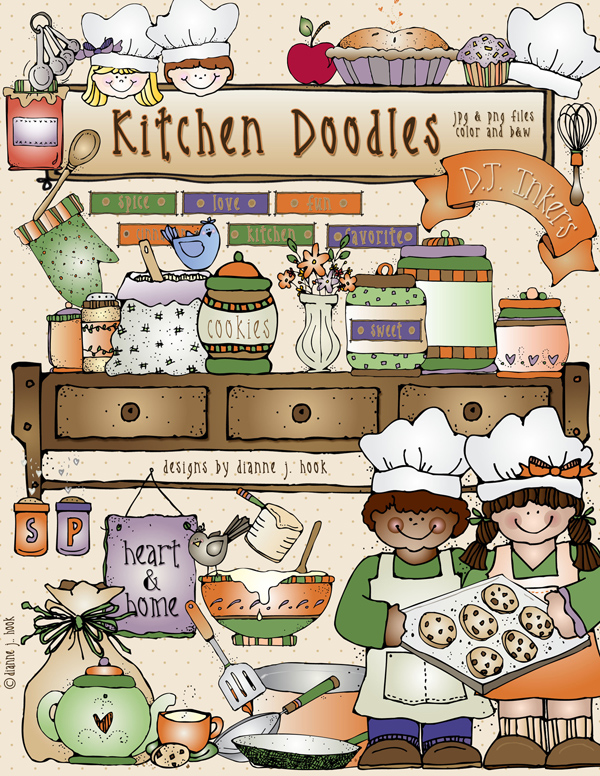 Kitchen Doodles Clip Art for Kids and Cooking by DJ Inkers