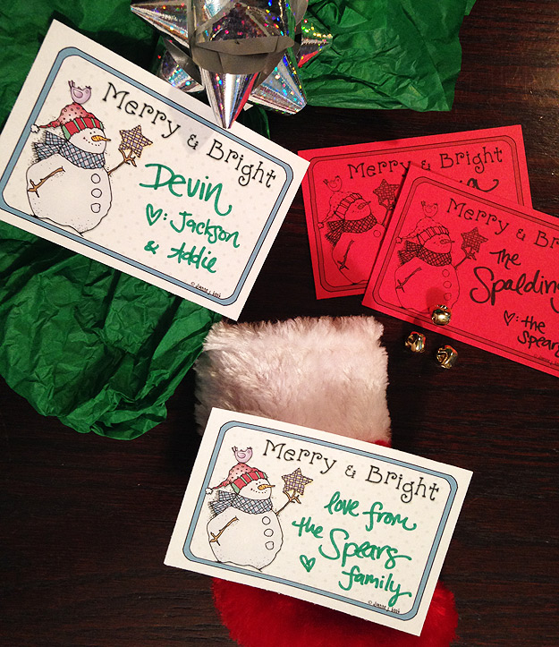 Printable holiday gift tags and toppers for winter by DJ Inkers