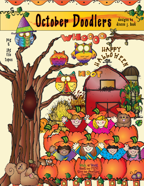 Cute Halloween clip art for harvest & autumn smiles by DJ Inkers