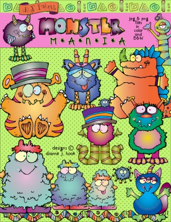 Cute monster clip art for kids and Halloween fun by DJ Inkers