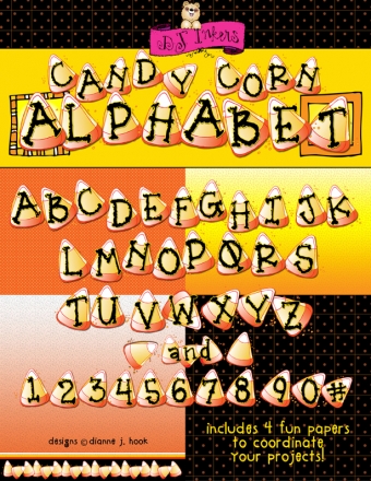 Cute candy corn alphabet for Halloween smiles by DJ Inkers