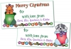 Holiday labels made with cute stocking pet clip art by DJ Inkers