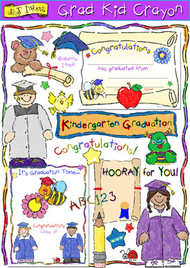 Grad Kid Crayon Clip Art for Graduation Download