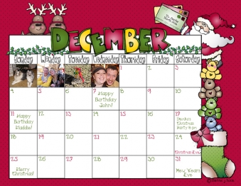 December calendar made with Christmas clip art by DJ Inkers