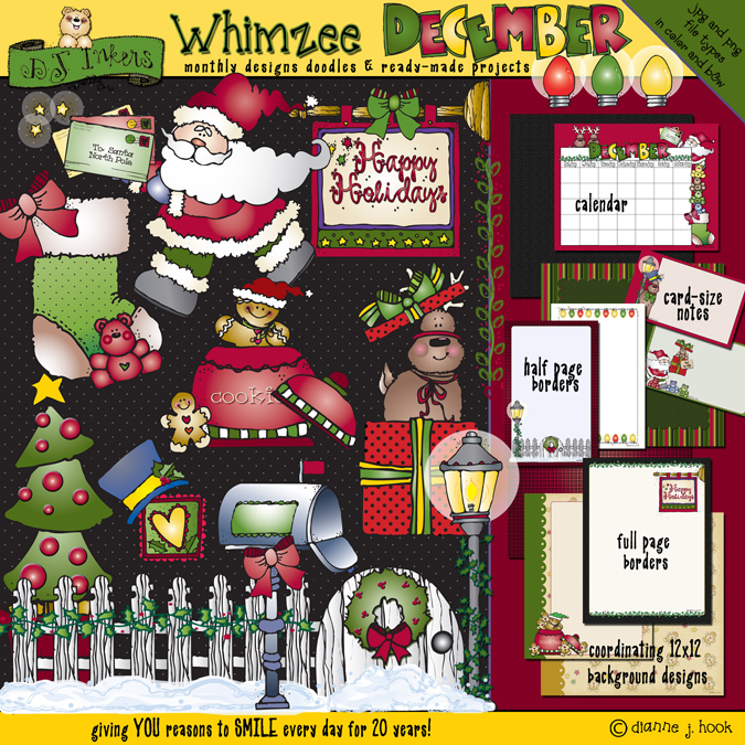 Whimsical clip art and borders for Christmas and holiday fun by DJ Inkers