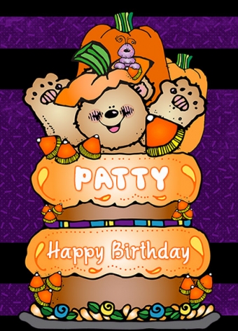 October birthday bear clip art cake by DJ Inkers