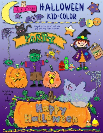 Halloween Kid Color crayon clip art by DJ Inkers