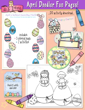 Fun Easter activities and a coloring page for April by DJ Inkers