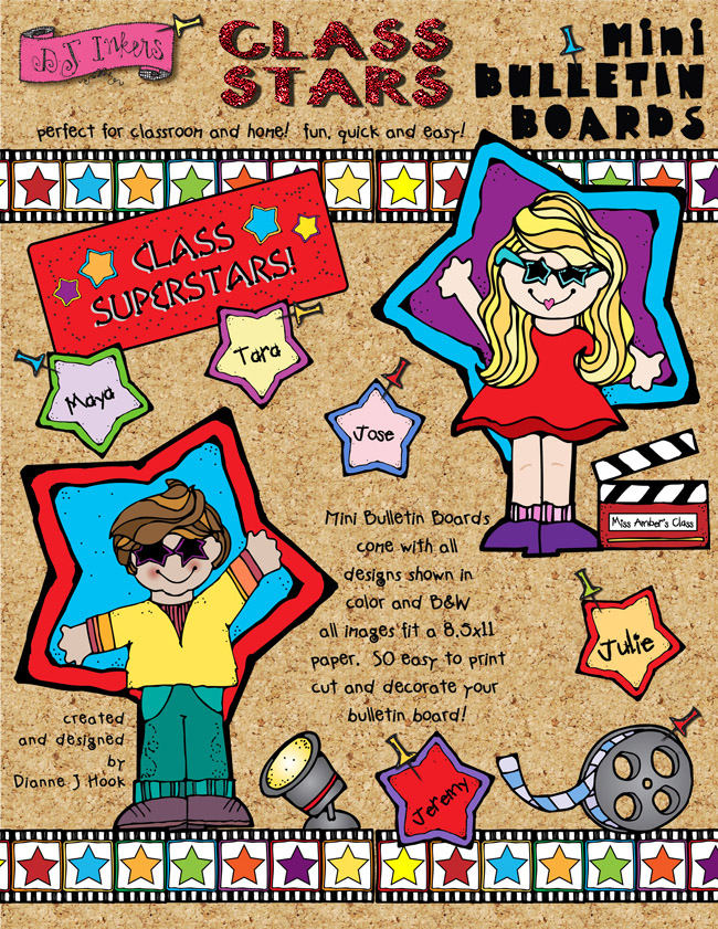 Printable Class Stars bulletin board designs by DJ Inkers