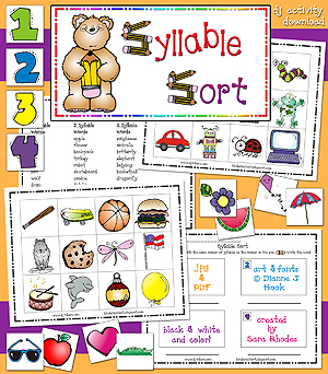Syllable Sort Printable Learning Activity Packet