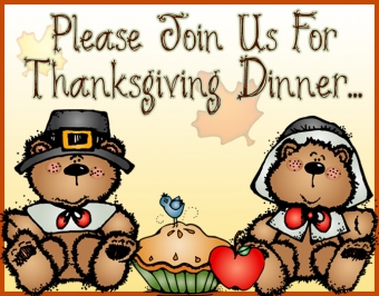 Thanksgiving dinner invitation made with clip art and Harvest font by DJ Inkers