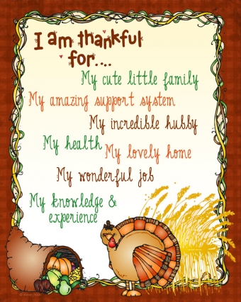 Thanksgiving turkey and cornucopia clip art border by DJ Inkers