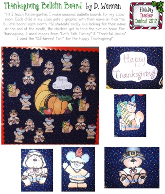 Thanksgiving bulletin board with clip art by DJ Inkers