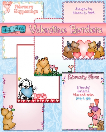 Hearts and Valentine clip art borders by DJ Inkers