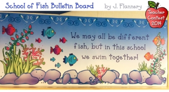 Under the sea bulletin board idea made with fish clip art by DJ Inkers