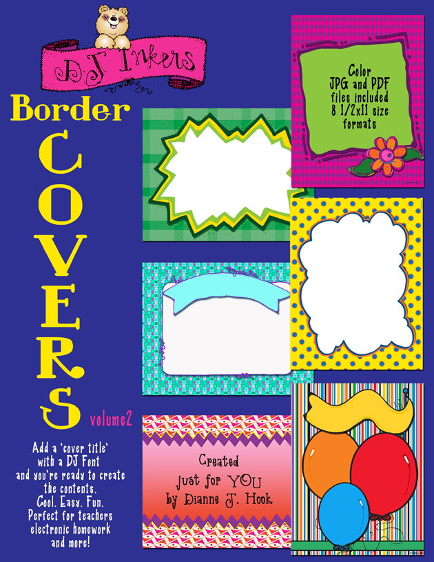 Cute clip art borders for project covers and binder covers by DJ Inkers