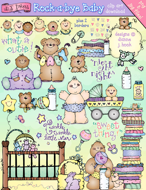 Cute baby clip art for a boy or a girl by DJ Inkers