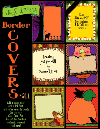 Halloween and Harvest themed Border Covers are cool, easy and fun for teachers or students, project covers, electronic homework, memory books & MORE.