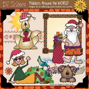 Clip art and holiday fun facts for Christmas in Australia by DJ Inkers