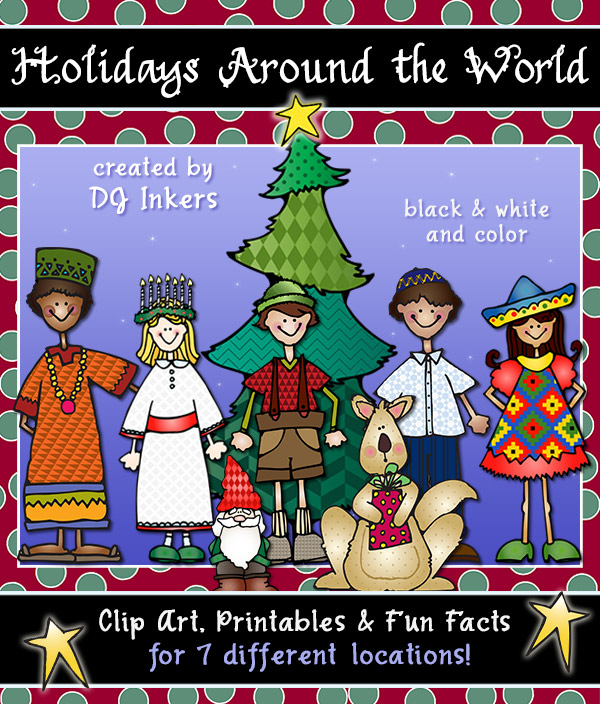 Holidays Around the World clip art and fun facts kit by DJ Inkers