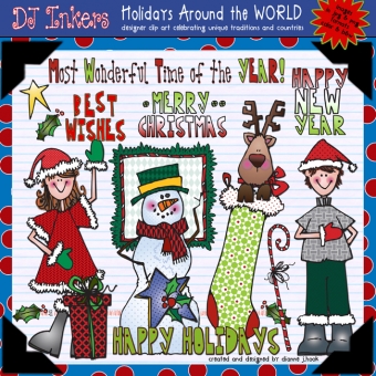 Clip art and holiday fun facts for Christmas in the USA by DJ Inkers