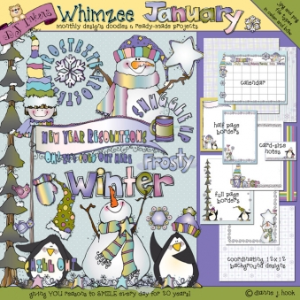 Whimsical clip art, borders and ideas for January by DJ Inkers