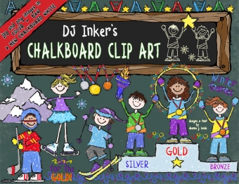 Winter Sports Chalk & Crayon clip art for the Olympics by DJ Inkers