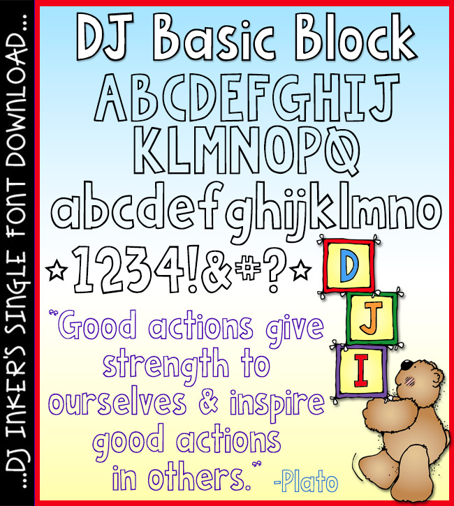 DJ Inkers' Basic Block font is great for kids, school, posters and headlines.