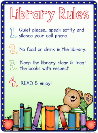 Library Rules with clip art and fonts by DJ Inkers