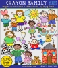 Crayon family clip art for kids and teachers by DJ Inkers