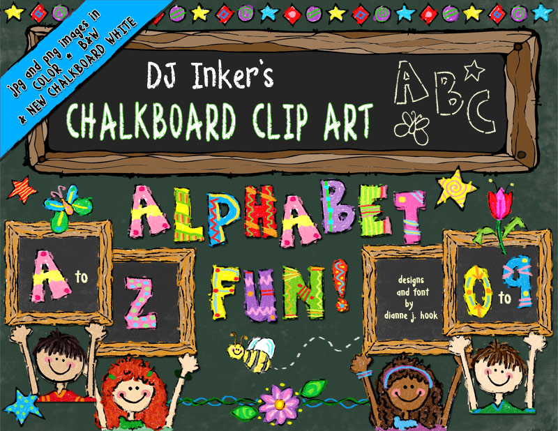 Chalk & Crayons Alphabet clip art for kids by DJ Inkers