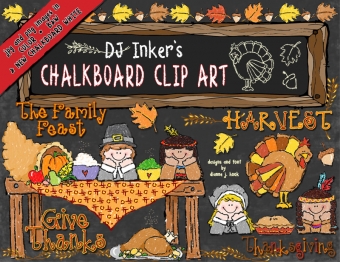 Cute Chalk & Crayon clip art for Thanksgiving by DJ Inkers