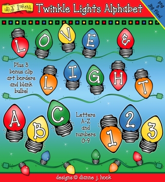 Christmas Lights Alphabet clip art for the holidays by DJ Inkers