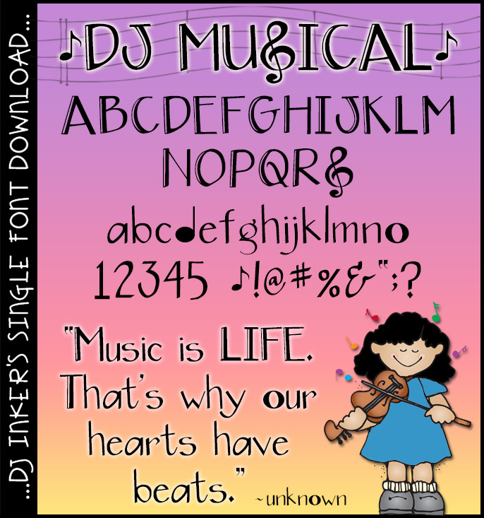 A fun music note font for kids and teachers by DJ Inkers