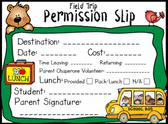 Cute field trip permission slip made with first grade clip art by DJ Inkers