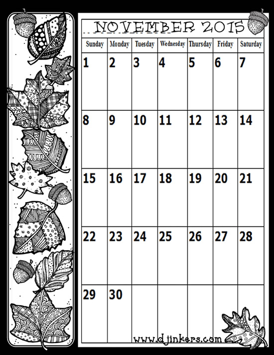 Clip art leaves for fall with doodles and patterns by DJ Inkers