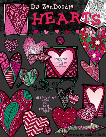 Zen Doodle Heart clip art for love and Valentines by DJ Inkers