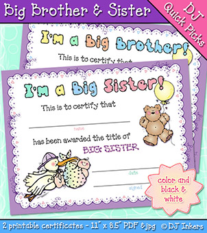 Big Brother and Sister Certificate Download