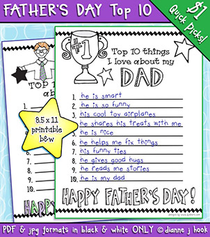 Father's Day Top 10 List - Printable Download