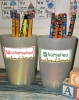 Sharpened and unsharpened pencil cups with font by DJ Inkers